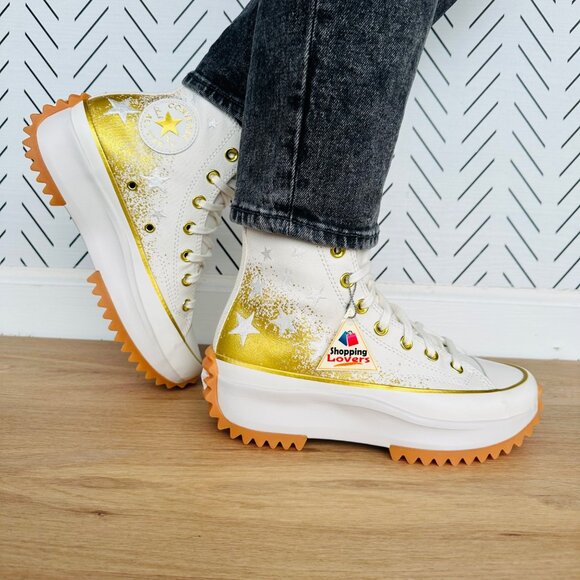 ❤️Converse Run Star Hike Hi Women Shoes Sz 7.5 Embroidered Stars Sneaker A12900C - Picture 3 of 13